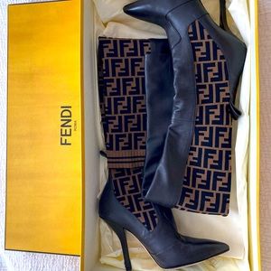 Fendi Rockoko Over The Knee Knit Boots